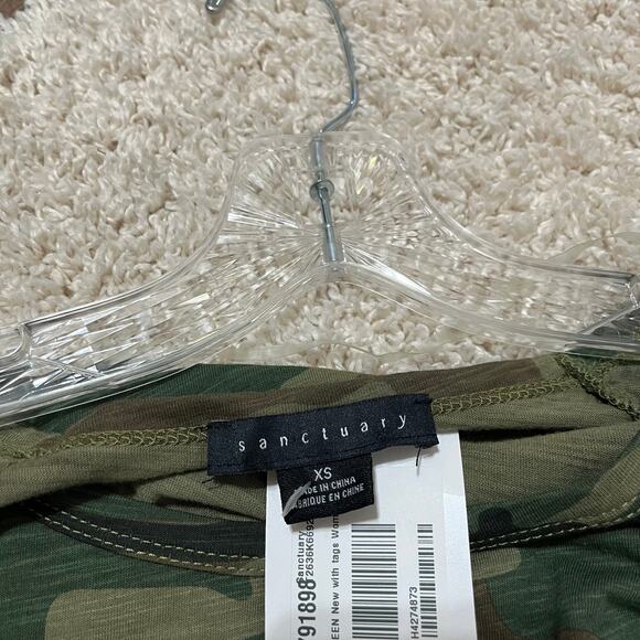 Anthropologie Sanctuary Size XS Camo Tie Front Short Sleeve Pullover Tee NWT - Picture 3 of 6